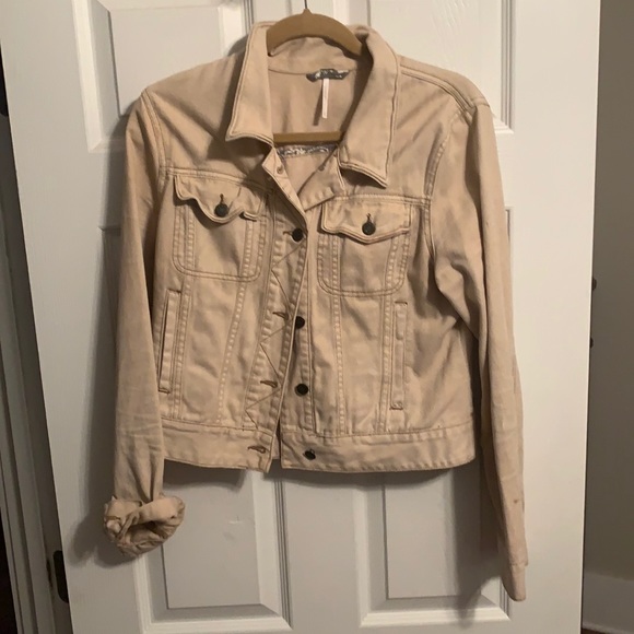 Awesome free people tan jean jacket - Picture 1 of 6